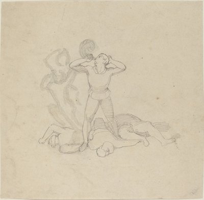 Figura de Pie sobre Cadáveres, Tocando un Cuerno de John Flaxman