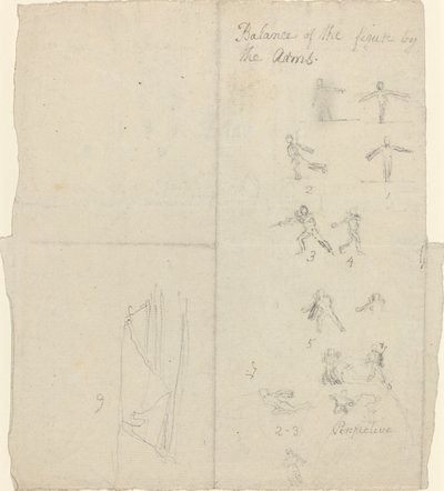 Figuras que ilustran equilibrio y perspectiva (anverso) de John Flaxman