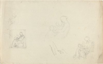 Cuatro Estudios de una Mujer Sentada con Niños a Sus Pies (Bocetos para el Monumento a Lady FitzHarris?) de John Flaxman