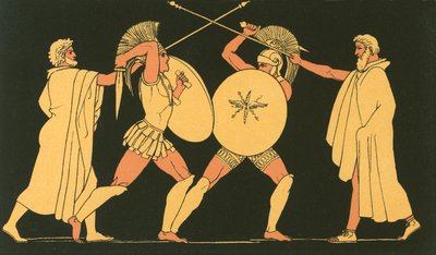 Héctor y Áyax separados por los heraldos de John Flaxman
