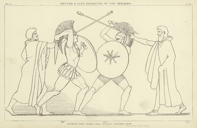 Héctor y Áyax separados por los heraldos de John Flaxman