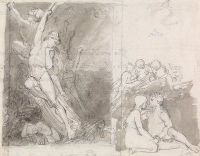 Ilustración del Paraíso Perdido de Milton - Adán y Eva Custodiados por los Ángeles de John Flaxman