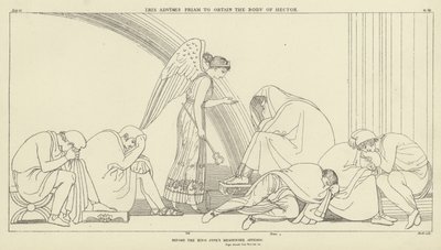 Iris aconseja a Príamo obtener el cuerpo de Héctor de John Flaxman