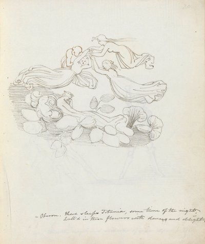 Oberón. Allí duerme Titania, alguna vez de la noche..., 1783 de John Flaxman
