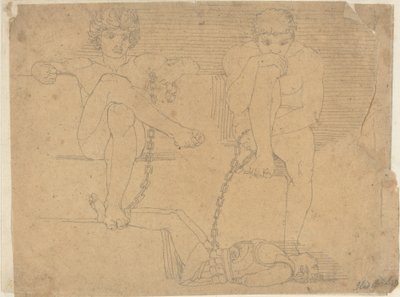 Oto y Efialtes Sosteniendo a Marte Cautivo de John Flaxman