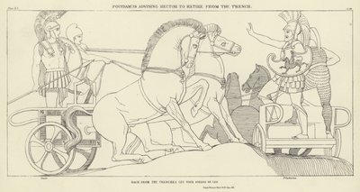 Polidamante aconsejando a Héctor retirarse de la trinchera de John Flaxman