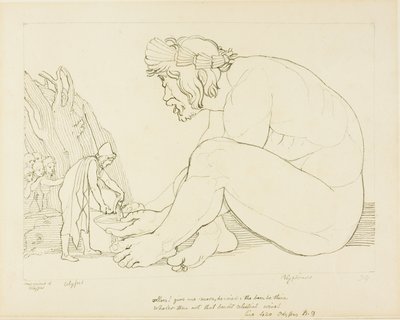 Polifemo suplica a Ulises más vino de John Flaxman