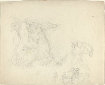 Hoja de estudios, incluyendo un hombre luchando con un centauro de John Flaxman