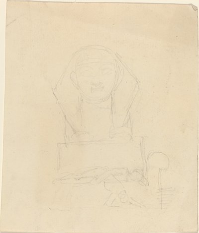 Esfinge con figuras reclinadas en primer plano de John Flaxman