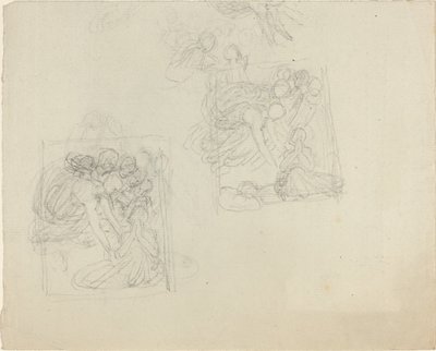 Estudios para un monumento con ángeles alcanzando a una figura orante [recto y verso] de John Flaxman
