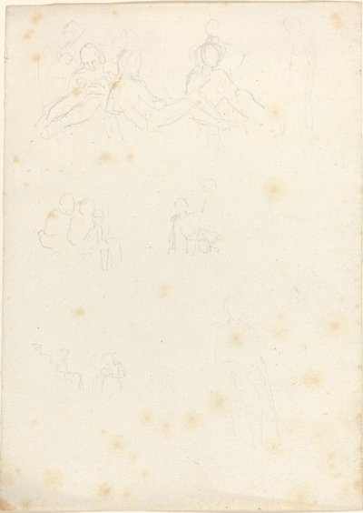 Estudios de figuras sentadas y reclinadas de John Flaxman