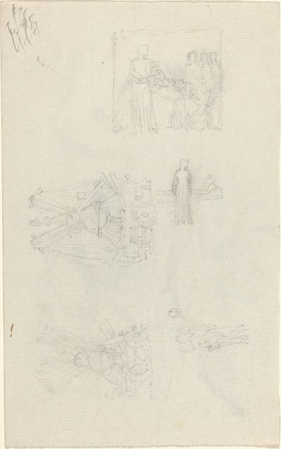 Estudios de un lecho de enfermo y decoraciones para la fachada del Palacio de Buckingham (recto y verso) de John Flaxman