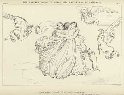 Las arpías van a capturar a las hijas de Pándaro de John Flaxman