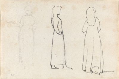 Tres bocetos de una mujer de pie de John Flaxman