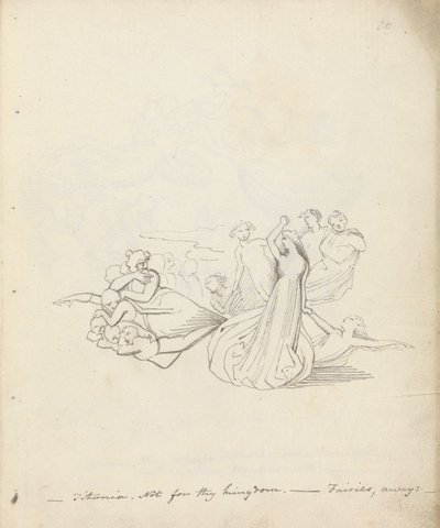 Titania. No por tu reino. - Hadas fuera, 1783 de John Flaxman