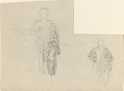 Dos estudios de figura de pie y niño de John Flaxman