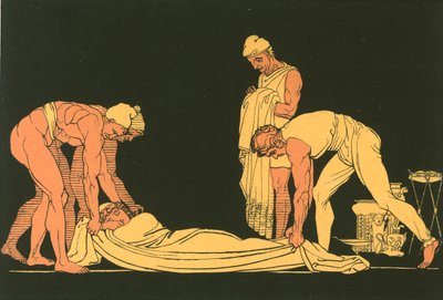 Ulises dormido en su propia costa por los marineros feacios de John Flaxman
