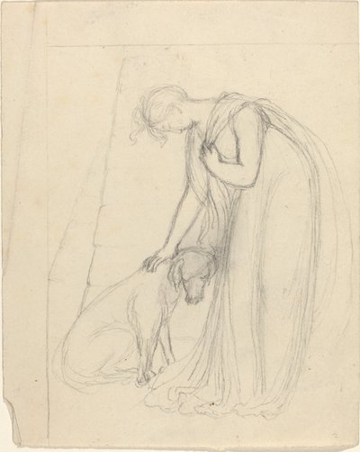 Mujer acariciando a un perro de John Flaxman