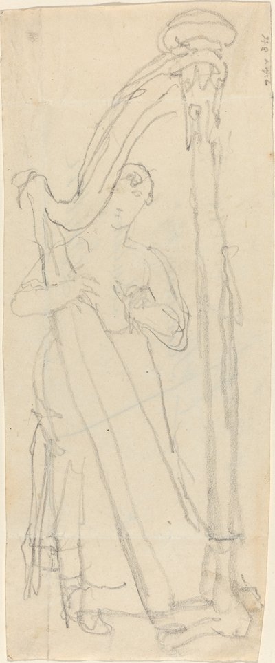 Mujer tocando un arpa (¿Lavinia Banks?) de John Flaxman