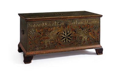 Cofre decorado hecho para Barbara Stauffer, Rapho Township, Condado de Lancaster, Pensilvania, EE.UU., 1799 de John Flory