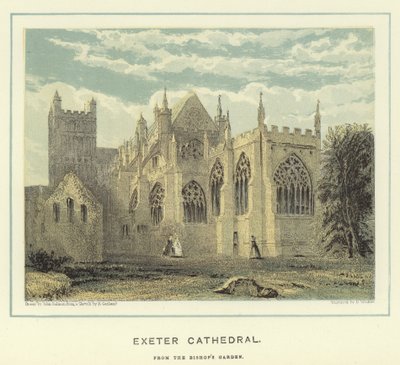 Catedral de Exeter, desde el jardín del obispo de John Francis Salmon
