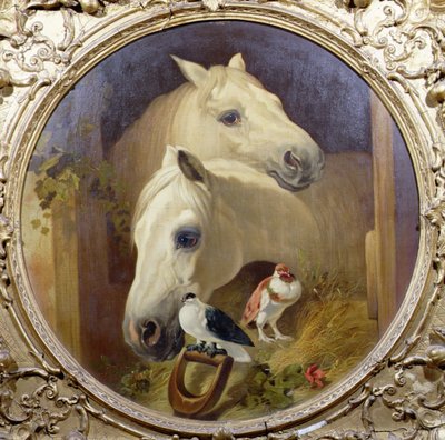 Caballos junto a la puerta de un establo de John Frederick Herring Snr