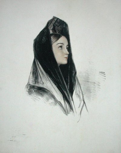 Chica con mantilla, Sevilla de John Frederick (after) Lewis