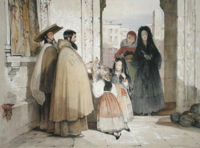 Monjes mendicantes recibiendo limosnas, de 
