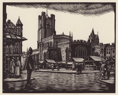 Cambridge: El mercado (xilografía) de John Frederick Greenwood