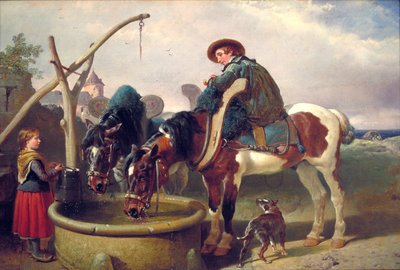 Caballos en un pozo, 1854-1857 de John Frederick Herring I