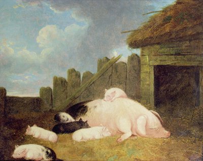 Cerda con Lechones en el Establo de John Frederick Herring Junior