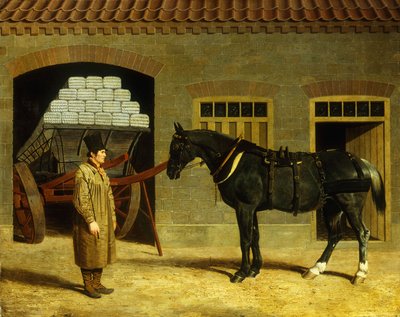 Un caballo de tiro y conductor fuera de un establo, 1827 de John Frederick Herring Senior