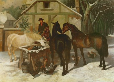 En el abrevadero en invierno de John Frederick Herring Senior