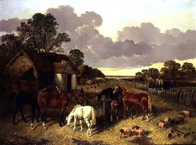 Caballos, cerdos, aves de corral, patos y ganado en un corral de John Frederick Herring Senior