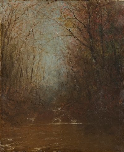 Interior del bosque con arroyo de John Frederick Kensett