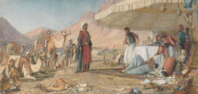 Un campamento franco en el desierto del Monte Sinaí. 1842 - El convento de Santa Catalina en la distancia de John Frederick Lewis
