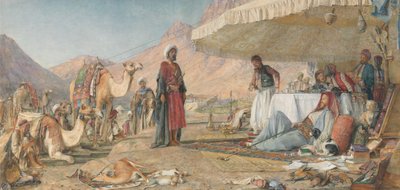 Un campamento franco en el desierto del Monte Sinaí. 1842 - El convento de Santa Catalina en la distancia de John Frederick Lewis