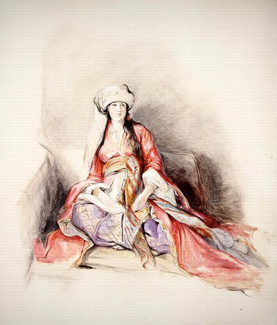 Una Dama Levantina con Vestido Turco, Constantinopla de John Frederick Lewis