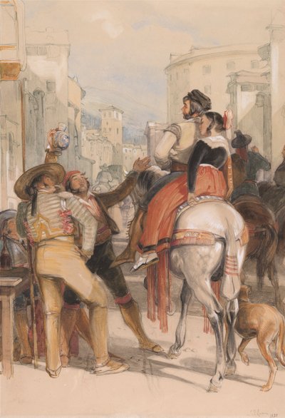 Una escena callejera en Granada el día de la corrida de toros de John Frederick Lewis