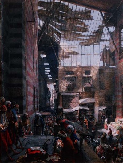 Vista de la calle y la mezquita de Ghooreyah, El Cairo de John Frederick Lewis