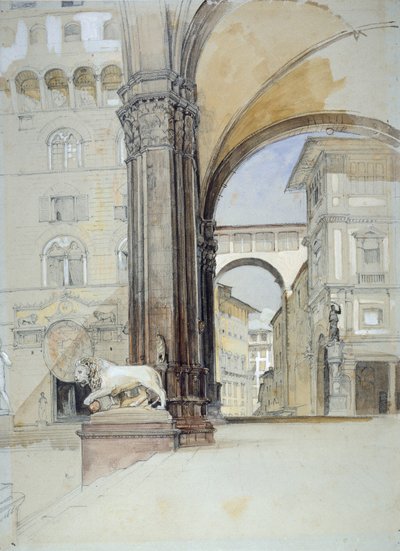 Florencia: El Palazzo Vecchio y los Uffizi, c1820s de John Frederick Lewis
