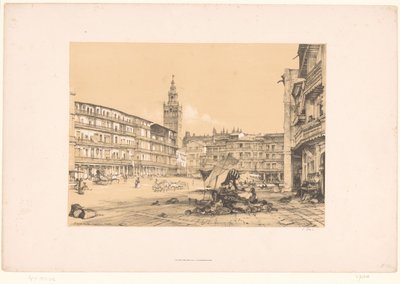 Bocetos de un viaje a España: Plaza de San Francisco, en Sevilla Plaza de San Francisco, Sevilla (título sobre objeto) de John Frederick Lewis
