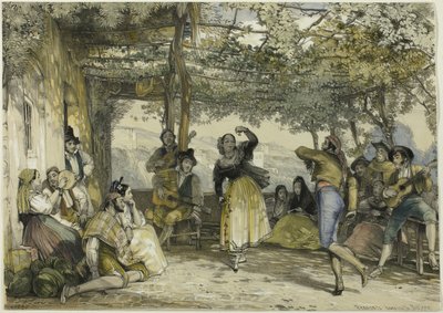 Campesinos españoles bailando el bolero de John Frederick Lewis