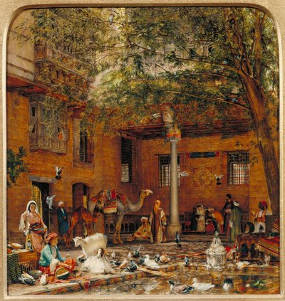 Estudio para "El patio de la casa del Patriarca copto de El Cairo". de John Frederick Lewis