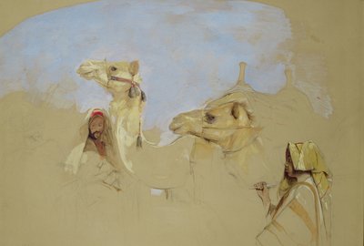 Estudio de camellos con conductores beduinos en el desierto del Monte Sinaí de John Frederick Lewis