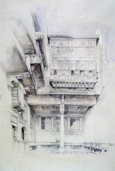 El patio de la casa del artista, El Cairo, Egipto de John Frederick Lewis