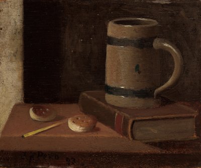 Taza, libro, galletas y fósforo, 1893 de John Frederick Peto