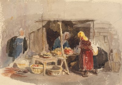 Un puesto de fruta en un mercado de John Frederick Tayler