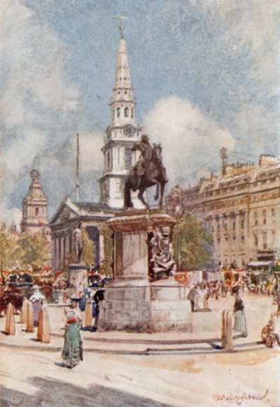 Charing Cross, con Estatua de Carlos I y St. Martin-in-the-Fields de John Fulleylove