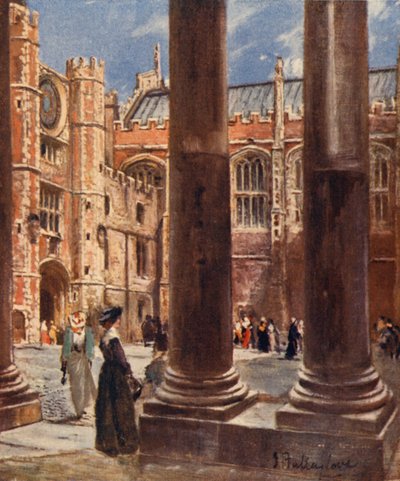 Clock Court, Palacio de Hampton Court (litografia en color) de John Fulleylove